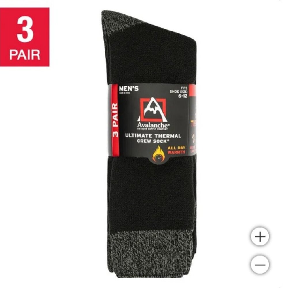 Avalanche Men's Ultimate Thermal Sock, 3-pair NEW
